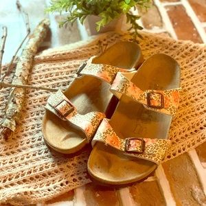 Birkenstock Birkies cheetah print & roses sz 38